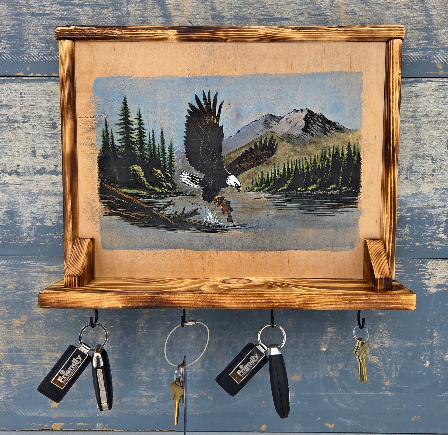 Small Shelf (hand-painted) with Hooks or Wine Glass Rack