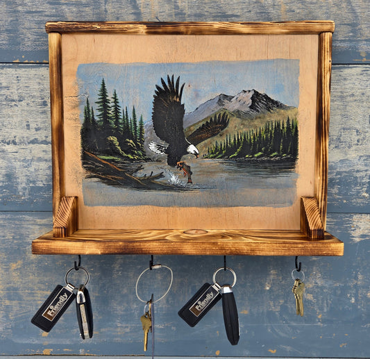 Small Shelf (hand-painted) with Hooks or Wine Glass Rack