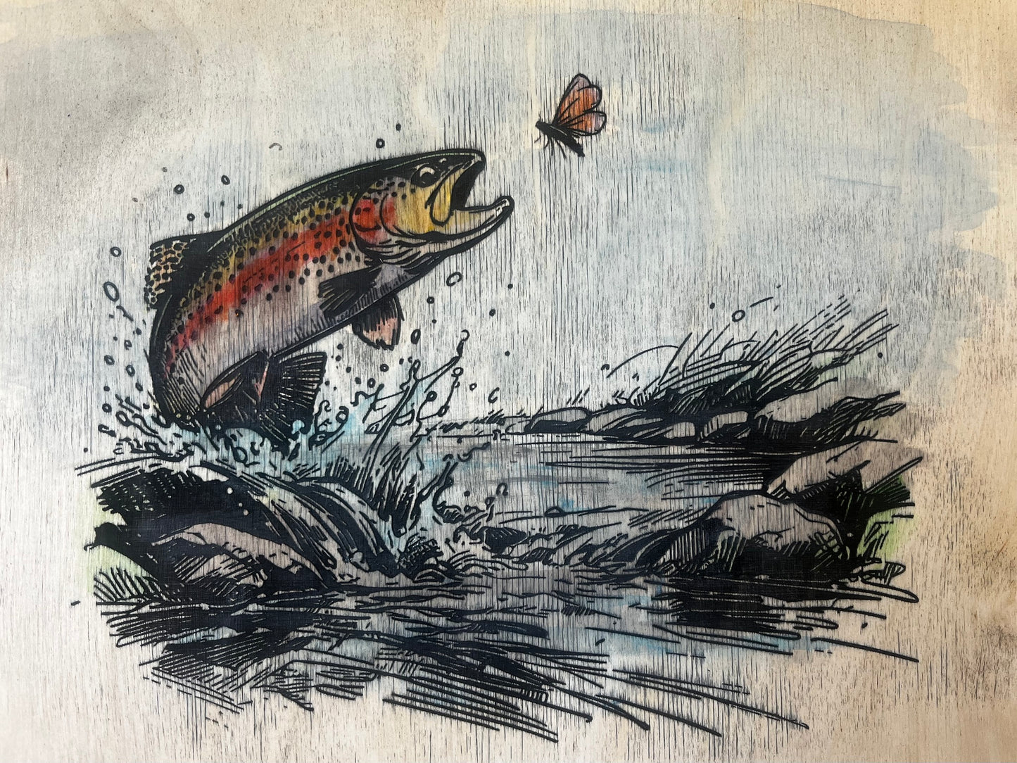 Small Shelf (hand-painted) with Hooks or Wine Glass Rack