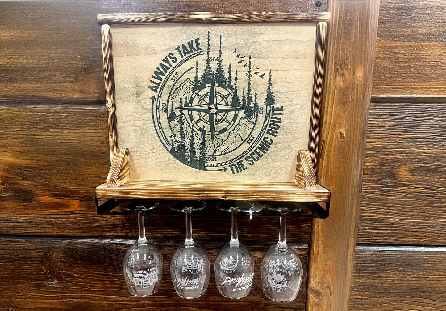 Small Shelf (hand-painted) with Hooks or Wine Glass Rack